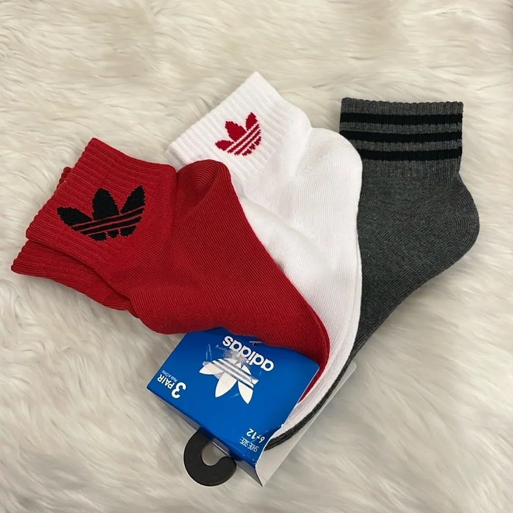 Adidas Multicolor Set of 3  Men’s Socks Trefoil Quarter Size 6-12 New